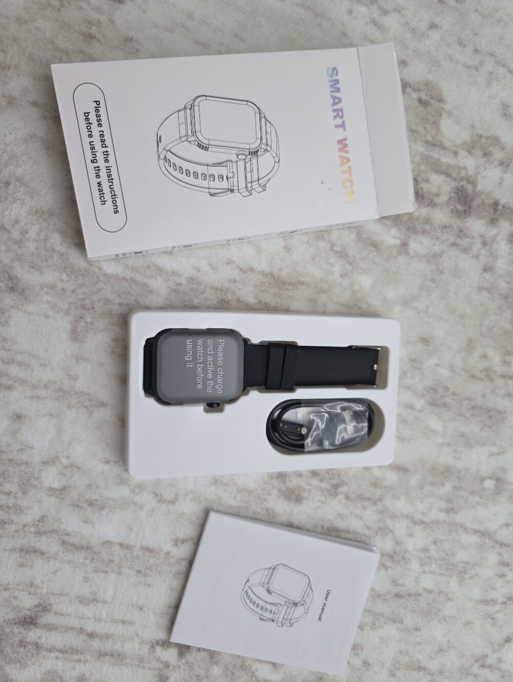 Amazon Black Smartwatch with Black Silicone Band